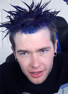 DanTDM with dark blue hair but crazy form