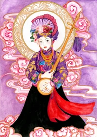 Tranh vẽ Cô Sáu Sơn Trang.Họa sĩ Nguyễn Trà My.