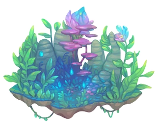 The map of The Grove in Dappervolk. It consists of blue and green forest foliage.