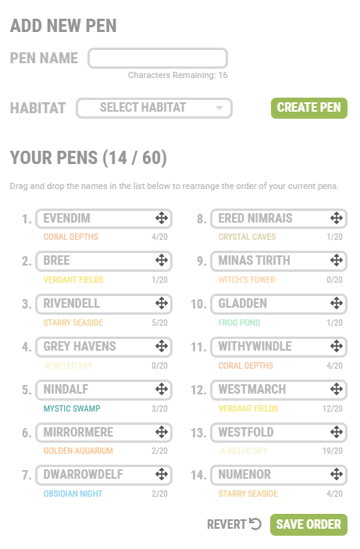 The menu to Manage All Pens.