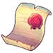A piece of parchment with a red wax seal on it.