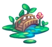 The map icon for The Frog Pond, which consists of a charming blue bridge over water full of green lilypads.