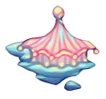 The map icon for The Carnival, which consists of a festive pink circus tent hovering on blue clouds.