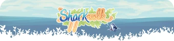 Banner for the Sharkvolk event, featuring a clear ocean with the Dappervolk logo replaced by the word 'Sharkvolk.'