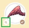 The magnifying glass icon on an item thumbnail in the Clothing Diary.