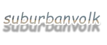 Suburbanvolk Site Logo, featuring the site logo in white Comic Sans font.