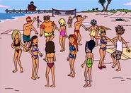 Dancing on the beach.