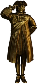 Gold statue at the start of Deadly Decadence (Enhanced)