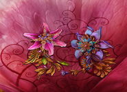 Fuschia Lily and Lilac Daisy Emblems