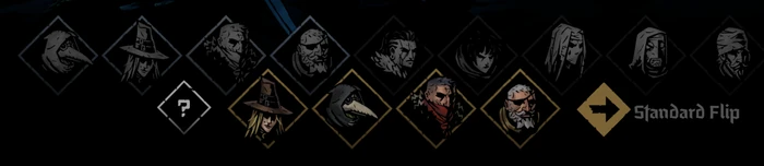Party selection consisting of the Grave Robber, the Plague Doctor, the Highwayman, and the Man-at-Arms