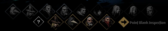 Party selection consisting of the Grave Robber, the Plague Doctor,  the Man-at-Arms, and the Highwayman.