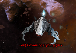 Cowering cyborg