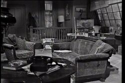 The interior of the Evans cottage.