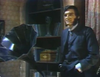 Quentin with gramophone.