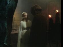 Angelique talking to Diabolos in the Underworld.