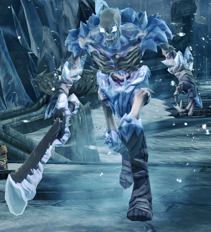 Frozen zombie. Ледяной Король Darksiders 2. ДНД ледяной скелет. Дарксайдерс 2 ледяной гигант. Морозный скелет.