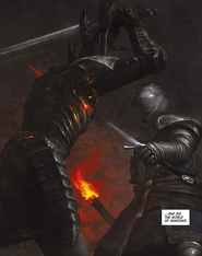 Chosen Undead hạ gục Silver Knight Arkon trong Dark Souls: The Age of Fire.