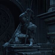 The statue of a beheading knight inside the Cathedral