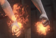 Visual difference between the Pyromancer's Parting Flame (left) and the standard Pyromancy Flame (right).