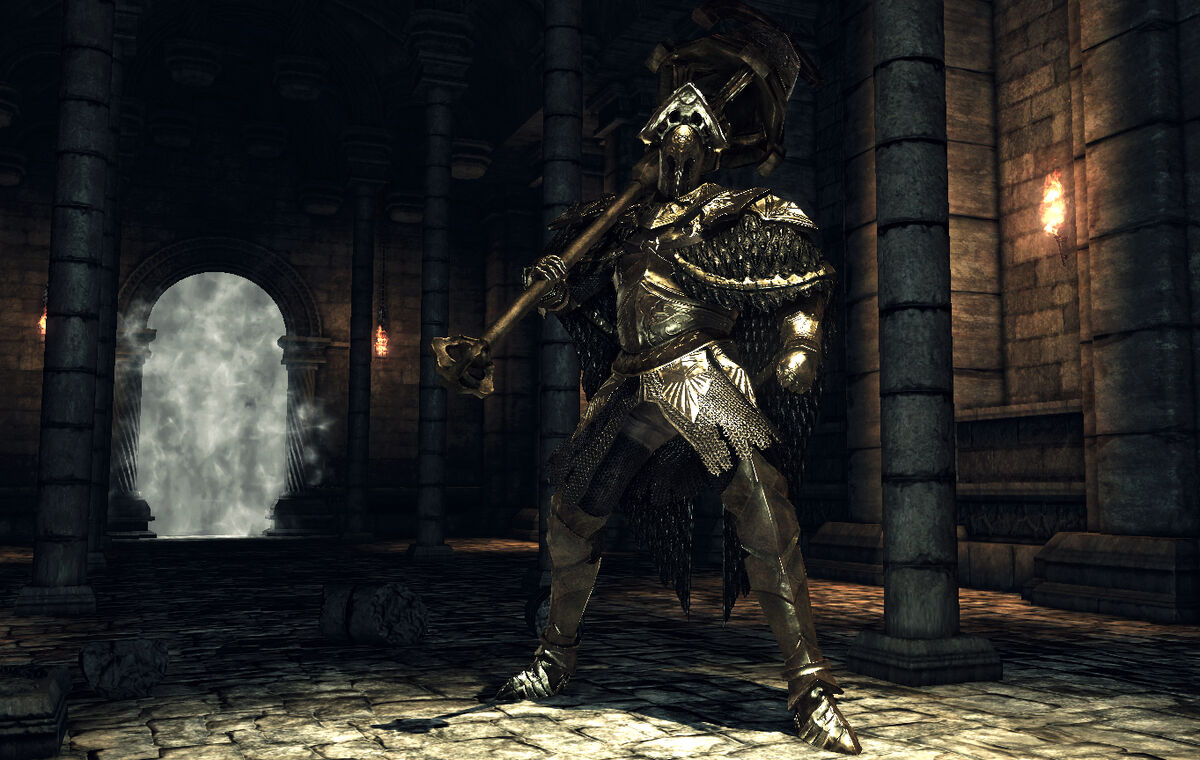 Fighting the Dark Souls II boss, the Giant Lord (FromSoftware