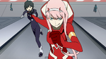 Hiro runs with Zero Two to hijack Strelizia.