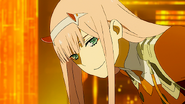 Zero Two sporting a reassuring smile