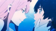 Zero Two about to kiss Hiro