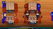 An example of a pirates from the Diner Dash Flo Through Time games becoming noisy due to having two hearts and below, the Lovebirds in this screenshot do not mind the noise from the pirates next to them obviously. The Pirates in the game when noisy sounded exactly like cellphone addicts when making noise. Screenshot taken from the endless shift of Bistro Bay.