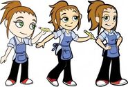 Evolution of Flo's in-game sprite through Diner Dash 1-5