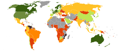 Weltkarte der Ratings von Standard & Poor’s