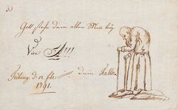 Gott stehe dem alten Mann bey - Hegel auf einer Karikatur von Fallot 1791