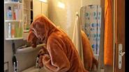 Känguru putzt das Bad