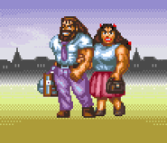 Marstorius and his wife in Mizoguchi Kiki Ippatsu!! story mode