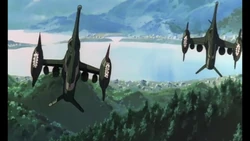 Kampfflugzeuge der JGSDF aus dem Anime "Neon Genesis Evangelion"