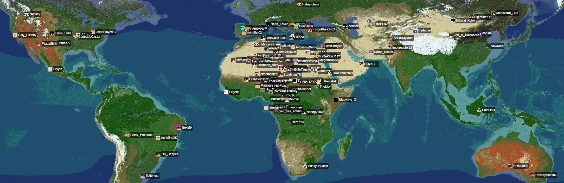 Earth in Minecraft: 1:500 Scale (PRIVATE) Minecraft Map