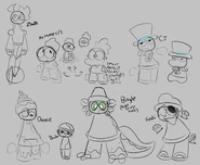 Canvas of some of Null's dnb ocs, which includes Bowlo