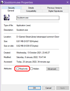 SoulstormEXE readonly is off
