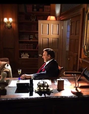 Joe Mascolo (Stefano DiMera) on-set photo at the DiMera office (2016)