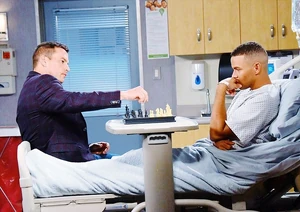 Stefan and nephew Theo playing chess in the hospital.