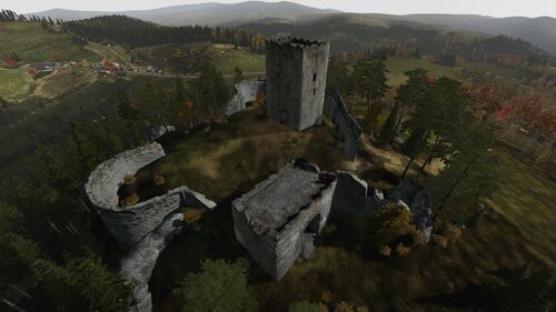 Aerial shot of Zub Castle