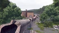 Fallen smokestack in Nadbór industrial