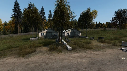 The two civilian barracks present at the camp.