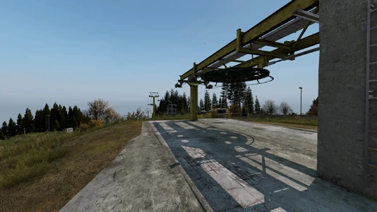 Gondola lift at the top of the slope.