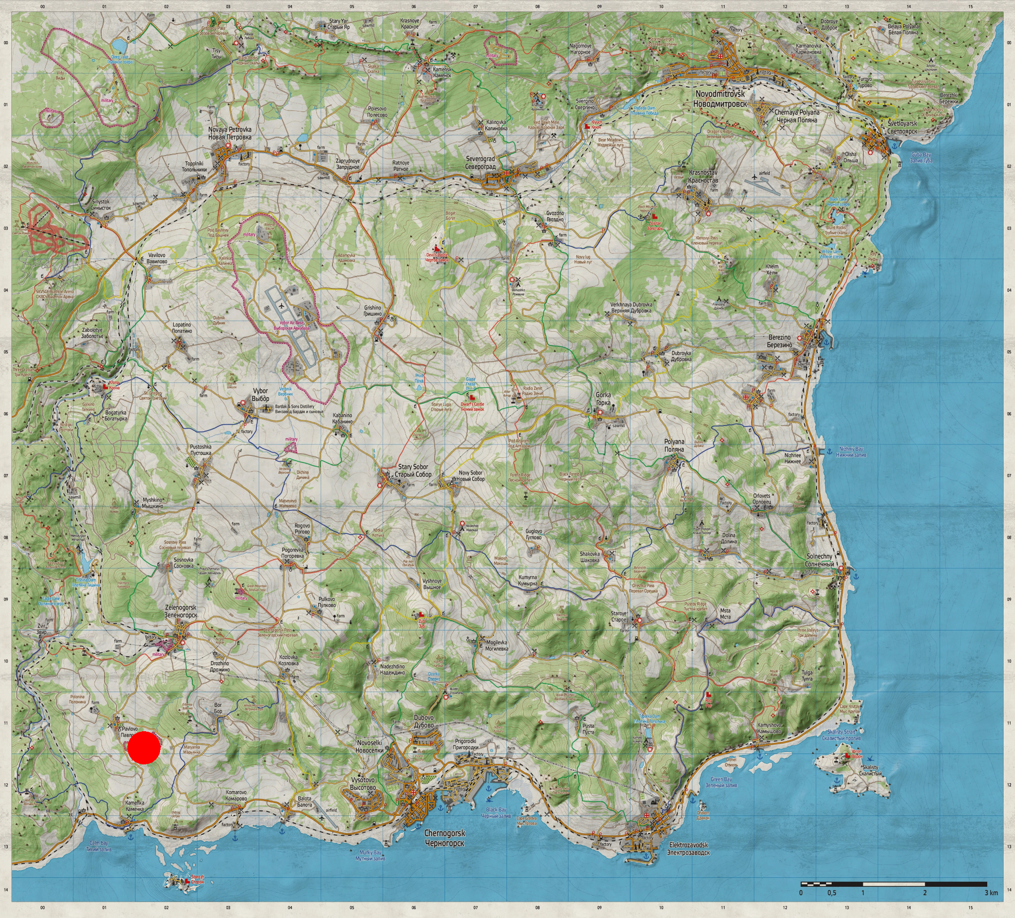 All DayZ Toxic Zone Map Locations on Chernarus and Livonia