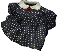 Blue Collar Dress with white dots