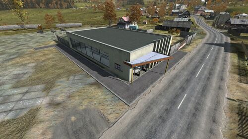 Aerial shot of the supermarket in Zelengorsk