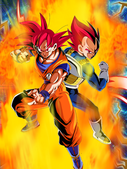 goku and vegeta super saiyan god