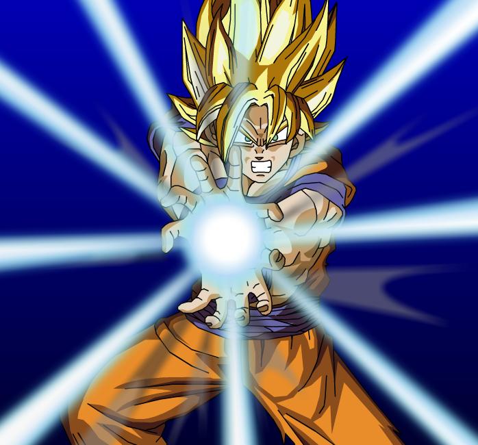 goku super saiyan 4 kamehameha x100