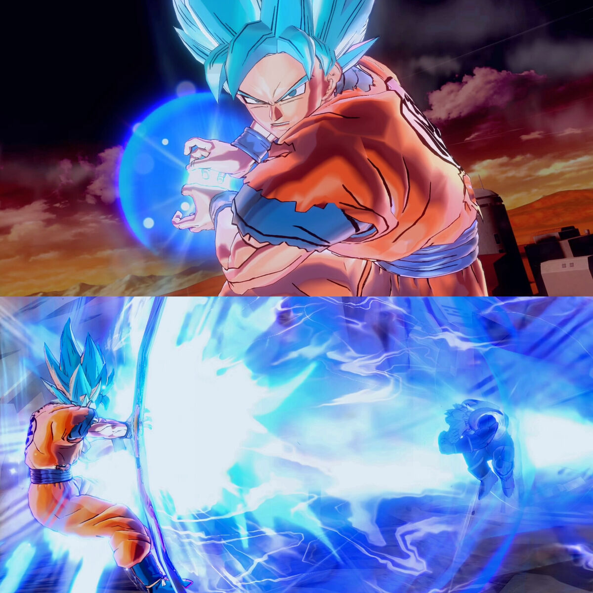 FPSSJ Goku's Warp Kamehameha vs SSJ Grade 2 Vegeta Final Flash