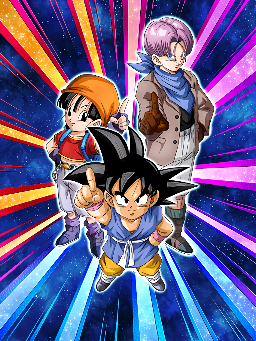 son goku, trunks, pan, giru, and ultimate shenron (dragon ball and